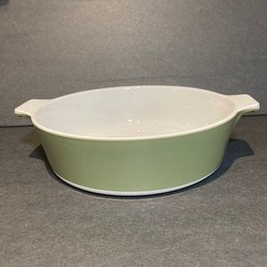 Vintage Centura by CORNING Olive Green & White 1 Quart Saucepan